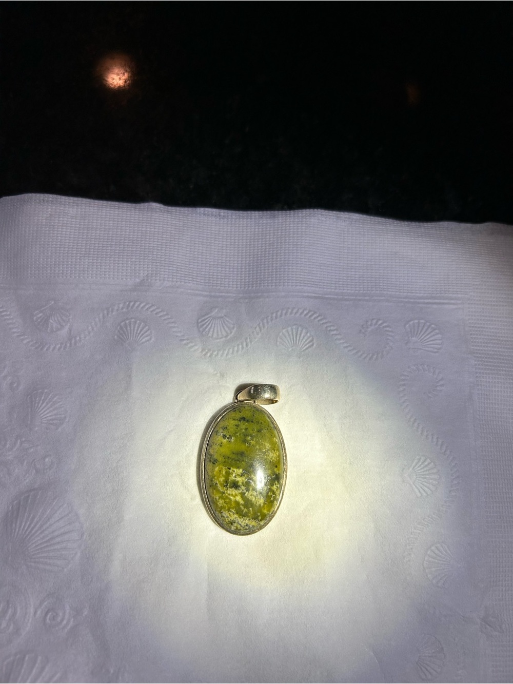 Green Jasper Oval Pendant Necklace – Silver Setting